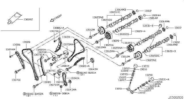 2019 Infiniti Q50 PULLY-TENSIONER Diagram for 13070-5CA1A