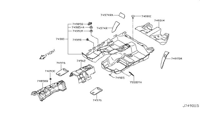 2016 Infiniti Q50 Floor Trimming Diagram 2