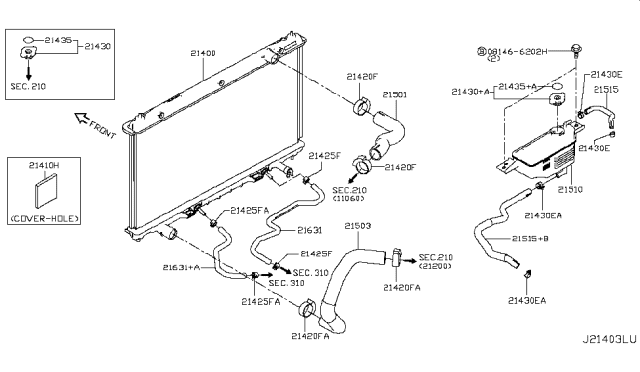 2014 Infiniti Q50 Radiator,Shroud & Inverter Cooling Diagram 3