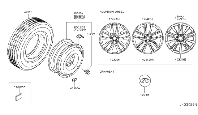 2016 Infiniti Q50 Aluminum Wheel Diagram for D0C00-4GC3C