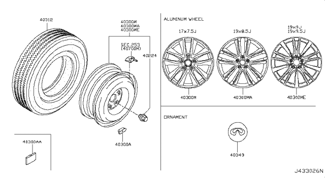 2017 Infiniti Q50 Aluminum Wheel Diagram for D0CMM-4GC3C