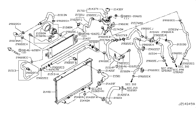 2017 Infiniti Q50 Radiator,Shroud & Inverter Cooling Diagram 3