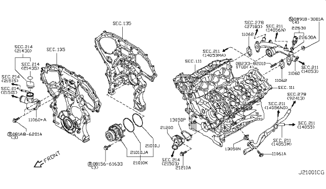 2015 Infiniti Q50 Water Pump, Cooling Fan & Thermostat Diagram 4