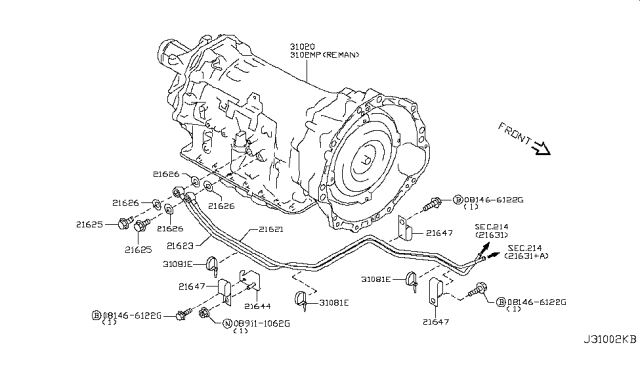 2014 Infiniti Q50 Auto Transmission,Transaxle & Fitting Diagram 6