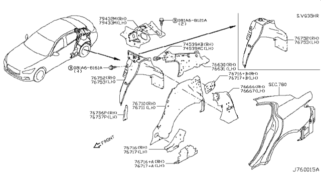 2015 Infiniti Q50 Body Side Panel Diagram 3