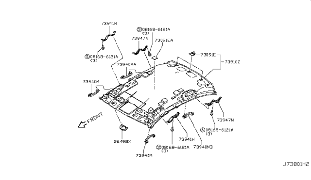 2016 Infiniti Q50 Roof Trimming Diagram 3