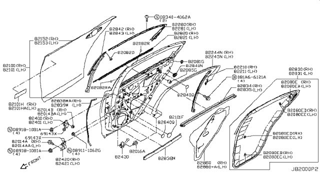 2018 Infiniti Q50 Link-Check,Rear Door Diagram for 82430-4GA0A