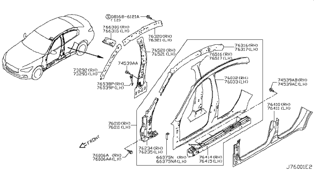 2016 Infiniti Q50 Body Side Panel Diagram 2