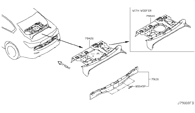 2014 Infiniti Q50 Rear,Back Panel & Fitting Diagram