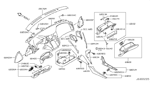 2018 Infiniti Q50 Instrument Panel,Pad & Cluster Lid Diagram 3