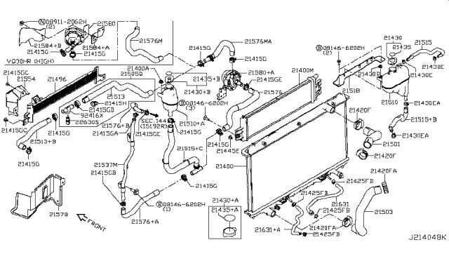 2016 Infiniti Q50 Hose-Water Cooler, Outlet Diagram for 21576-5CA7A