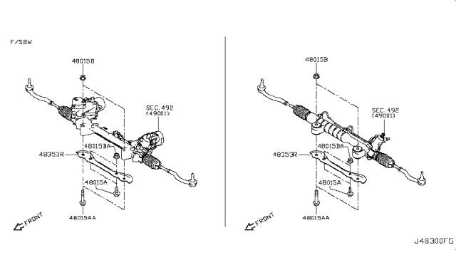 2016 Infiniti Q50 Steering Gear Mounting Diagram 1