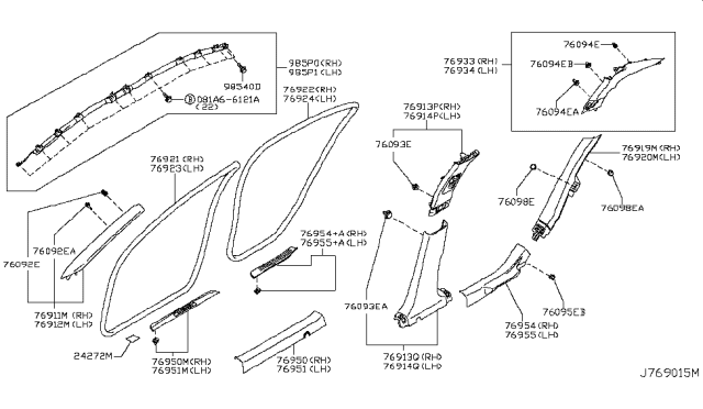 2018 Infiniti Q50 Body Side Trimming Diagram 1