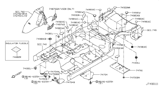 2018 Infiniti Q50 Floor Fitting Diagram 6