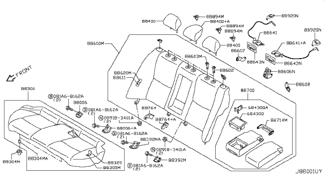 2016 Infiniti Q50 Rear Seat Diagram 1