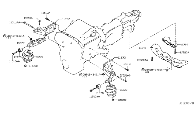 2014 Infiniti Q50 Engine & Transmission     Mounting Diagram 3