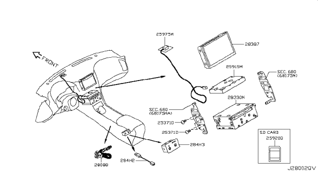 2018 Infiniti Q50 Controller Assy-Navigation Diagram for 25915-4HB4D