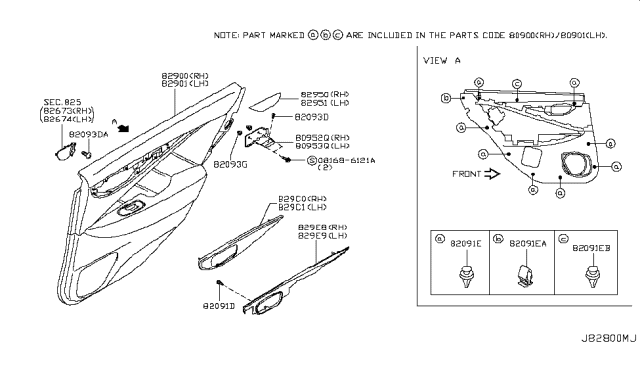 2019 Infiniti Q50 Rear Door Trimming Diagram 2