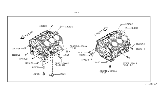 2015 Infiniti Q50 Cylinder Block & Oil Pan Diagram 6