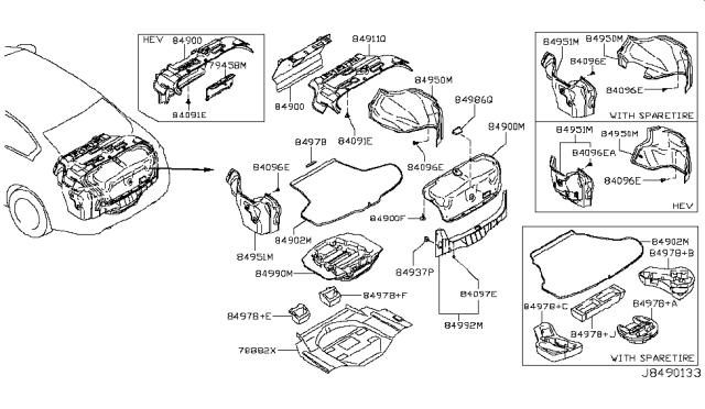 2017 Infiniti Q50 Cover-Trunk Lid Diagram for 84970-4GA5A