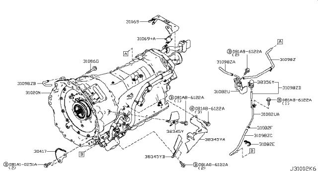 2018 Infiniti Q50 Auto Transmission,Transaxle & Fitting Diagram 3