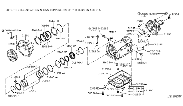 2015 Infiniti Q50 Torque Converter,Housing & Case Diagram 3