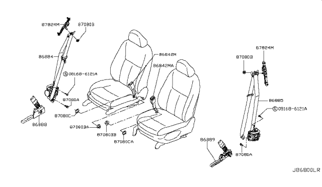 2018 Infiniti Q50 Belt Assembly-Front Seat Tongue, RH Diagram for 86884-6HF0B