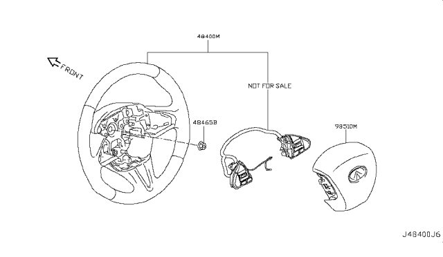 2015 Infiniti Q50 Steering Wheel Assembly Without Pad Diagram for 48430-4GE1E