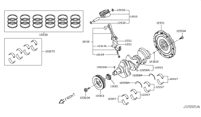 2018 Infiniti Q50 Bearing-Connecting Rod Diagram for 12117-HG00F