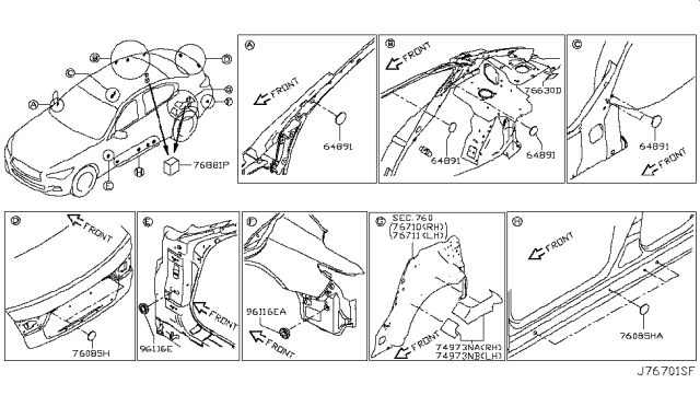 2016 Infiniti Q50 Body Side Fitting Diagram 6