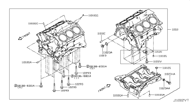 2019 Infiniti Q50 Cylinder Block & Oil Pan Diagram 6