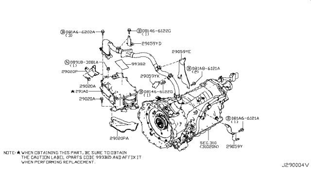 2015 Infiniti Q50 Bracket Diagram for 25233-4GA1A