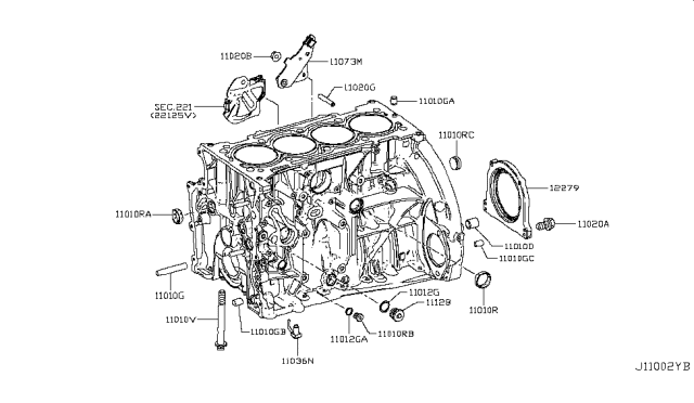 2015 Infiniti Q50 Cylinder Block & Oil Pan Diagram 9