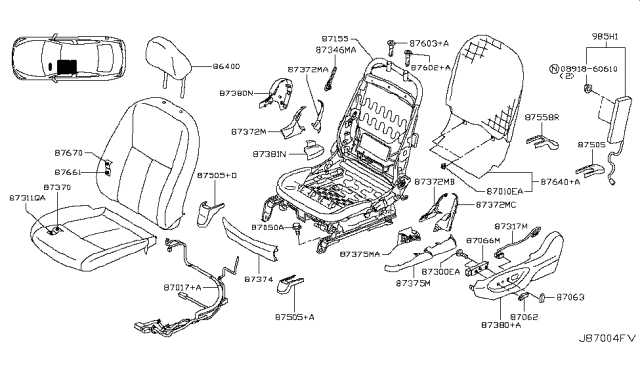 2019 Infiniti Q50 Knob-Seat Back Diagram for 87610-4GM4B
