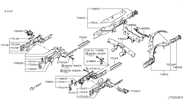 2017 Infiniti Q50 Member & Fitting Diagram 2