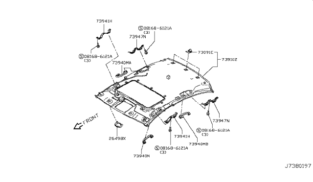 2014 Infiniti Q50 Roof Trimming Diagram 2