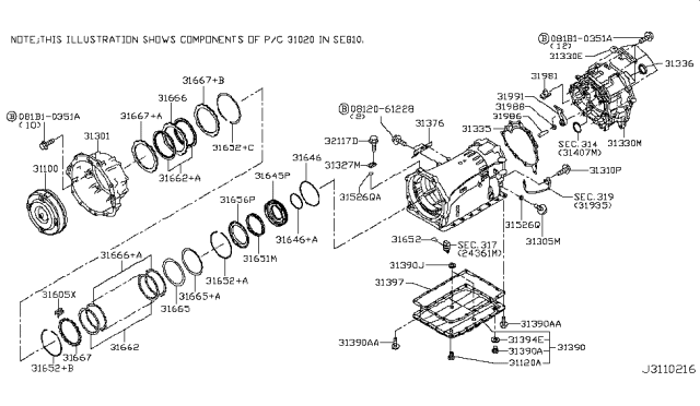 2016 Infiniti Q50 Torque Converter,Housing & Case Diagram 3