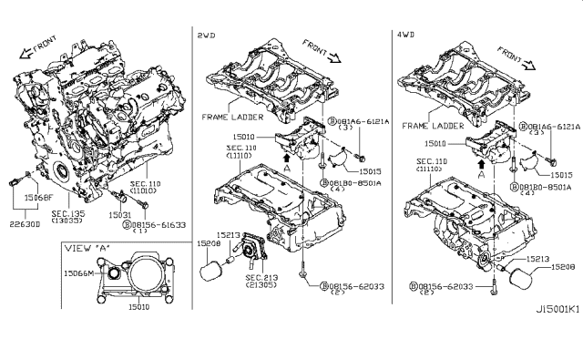 2018 Infiniti Q50 Oil Pump Assy Diagram for 15010-HG00H