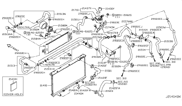 2016 Infiniti Q50 Radiator,Shroud & Inverter Cooling Diagram 5