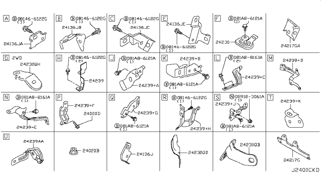 2018 Infiniti Q50 Bracket-Engine Room Harness Diagram for 24239-4GD0B