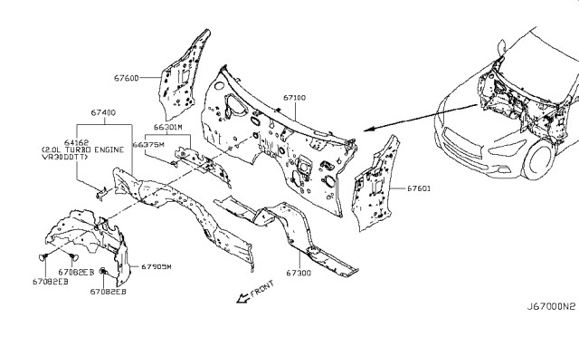 2019 Infiniti Q50 Dash Panel & Fitting Diagram