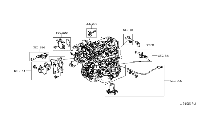 2017 Infiniti Q50 Water Pump, Cooling Fan & Thermostat Diagram 2