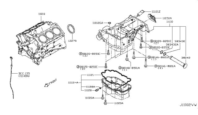2019 Infiniti Q50 Cylinder Block & Oil Pan Diagram 2