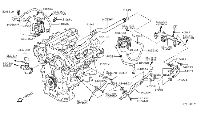 2015 Infiniti Q50 Water Hose & Piping Diagram 3