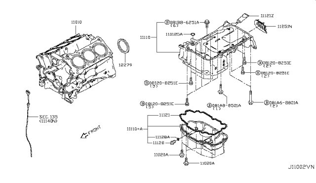 2019 Infiniti Q50 Cylinder Block & Oil Pan Diagram 1