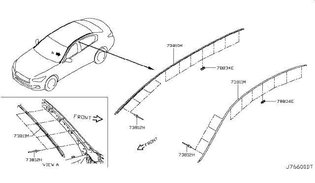 2019 Infiniti Q50 Body Side Moulding Diagram