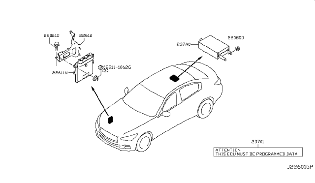 2014 Infiniti Q50 Hybrid Vehicle Control Ecu Diagram for 237A0-4HC1A