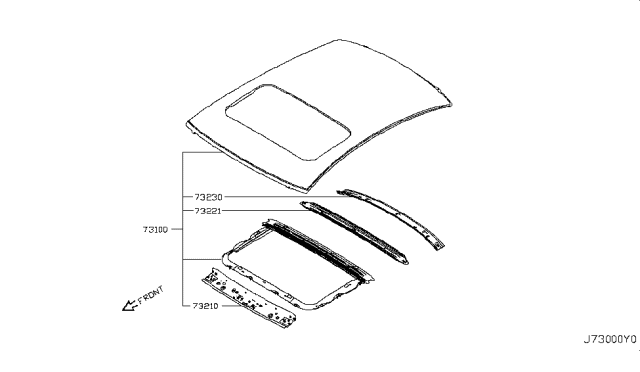 2014 Infiniti Q50 Roof Panel & Fitting Diagram 2