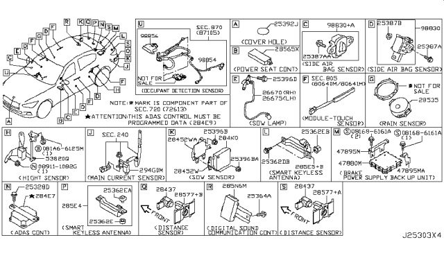 2018 Infiniti Q50 Screw Diagram for 68198-B512A