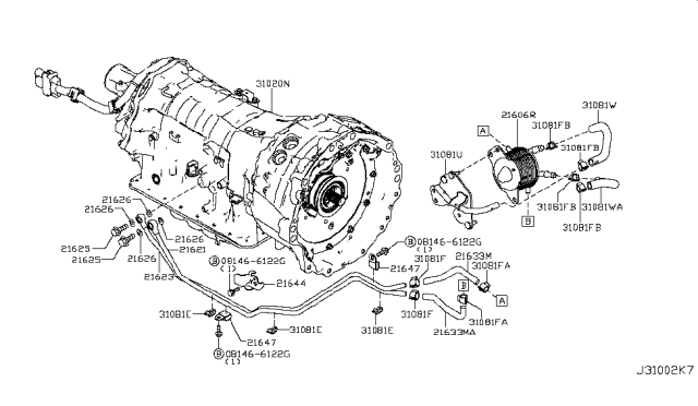 2015 Infiniti Q50 Auto Transmission,Transaxle & Fitting Diagram 12